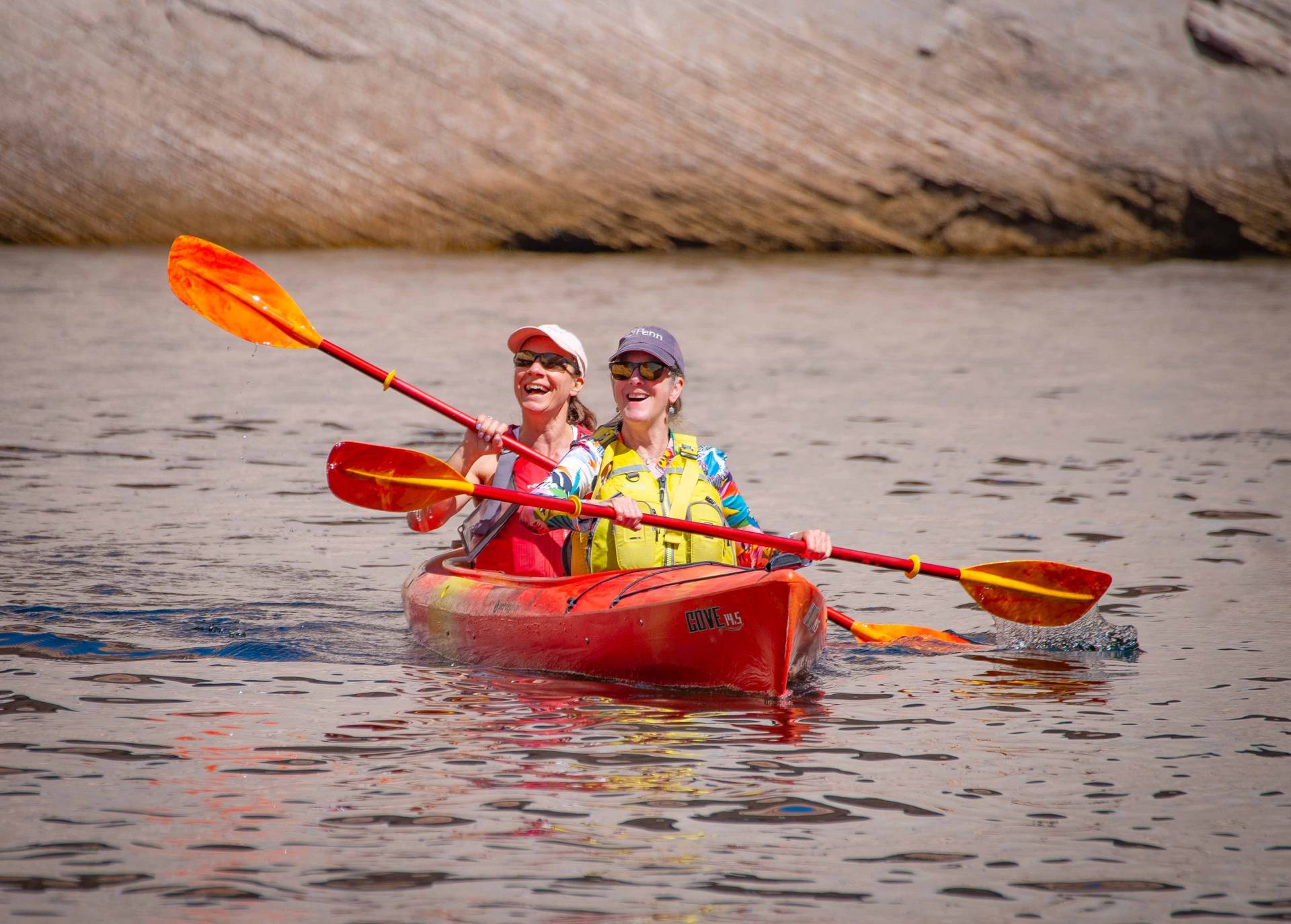 Kayakers paddling in Antelope Canyon